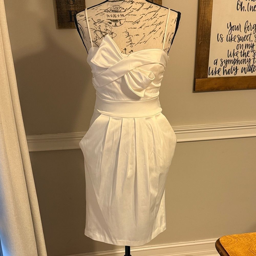 Intrigue White Satin Mini Dress